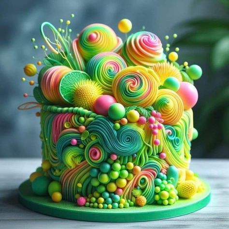 Neon Cake Ideas, Neon Cake, Neon Cakes, Elegant Cake Design, Birthday Cakes For Her, Elegant Cake, Fantasy Cake, Beautiful Cake Designs, Cute Cake