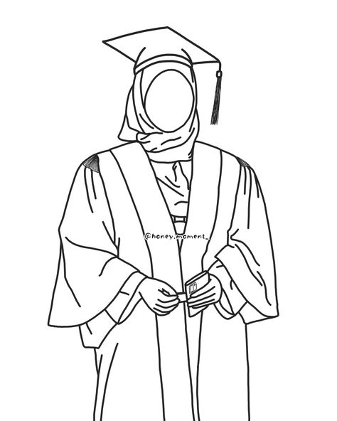 A girl graduating from her university. #hijabi #girl #graduate #graduation #honeymoment #digitalart Graduate Cartoon, Graduation Coloring Pages, Girl Graduation, Classroom Quotes, Meaningful Drawings, Islamic Girl, Hijabi Girl, Line Drawing, A Girl