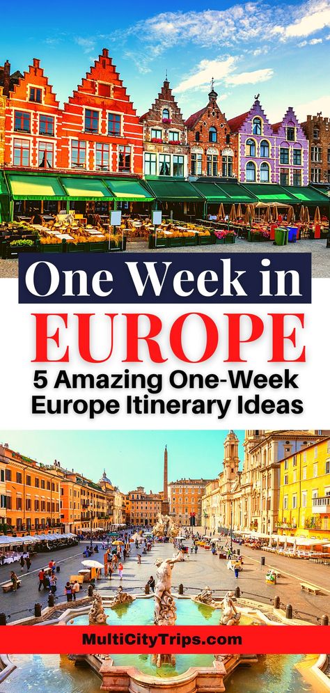 Are you planning a trip to Europe or looking to spend one week in Europe? Here are 5 amazing Europe itineraries for the perfect one week Europe trip. These one week Europe itinerary ideas let you see the best of Europe, including London, Paris, Venice, Positano (Amalfi Coast) and more! Enjoy one week in Europe visiting multiple cities throughout Europe with our multi-city trip Itinerary samples. Itineraries include guide, where to stay, travel tips & sightseeing and more. Europe On A Budget Itinerary, Multi City Europe Trip, One Week In Europe, Top Europe Destinations, Europe Trip Planning, Europe Itinerary, Itinerary Ideas, Europe On A Budget, Trip To Europe