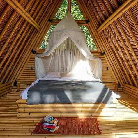 #houseofvdm❤ #love House Design Small Spaces, Open Space Living Room, Bamboo House Design, Cabin Tiny House, Small Restaurants, Bamboo Structure, Bamboo Architecture, Eco Hotel, Attic Space