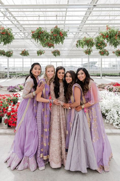 Purple Indian Wedding, Desi Bridesmaids, Bridesmaid Indian, Indian Wedding Party, Indian Bridal Party, Bridesmaid Dresses Indian, Indian Bridesmaid Dresses, Indian Bridesmaids, Desi Wedding Dresses