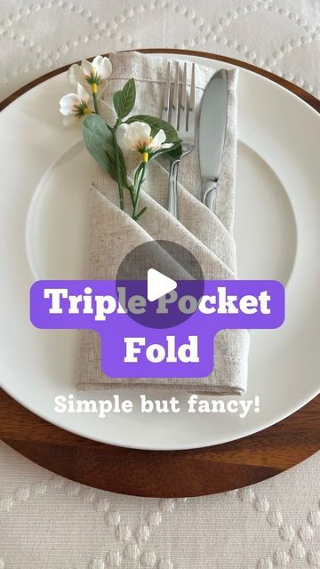 Place Setting Napkin Fold, How To Fold A Pocket Napkin, How To Fold Disposable Napkins, Cloth Napkin Folding Ideas With Silverware, Folding Paper Dinner Napkins, Table Setting Etiquette Napkin Folding, How To Fold Silverware In Napkins, Place Settings With Napkins, How To Set A Table With Cloth Napkins