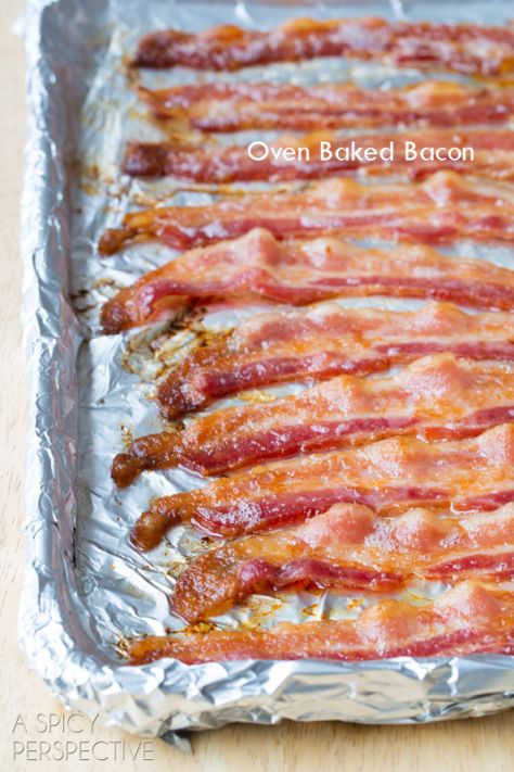 Easy Oven Bacon - How to cook #bacon in the oven! Oven Bacon, Culinary Basics, Oven Baked Bacon, A Spicy Perspective, Pan Frying, Bacon In The Oven, Cooking Bacon, Baked Bacon, Breakfast And Brunch