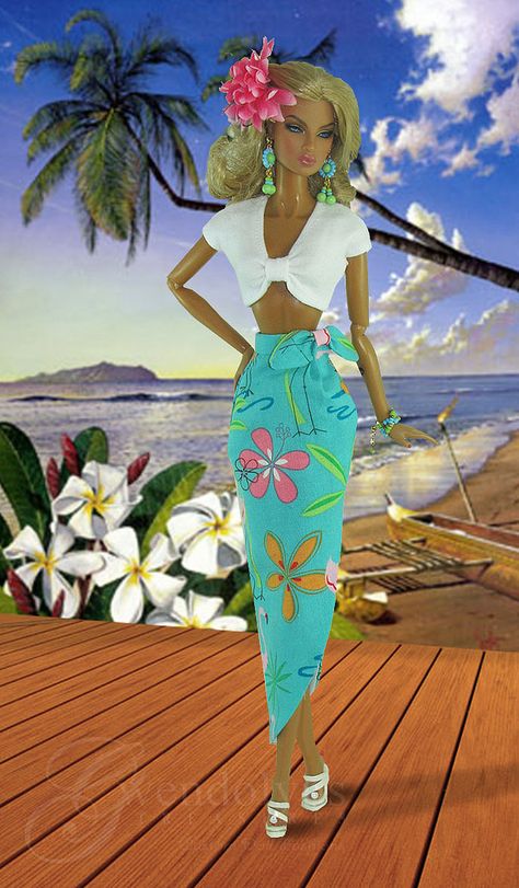 Tropical | by Gwendolyns Treasures Dress Barbie Doll, Barbie Summer, Barbie Doll Clothing Patterns, Tropical Fashion, Poppy Parker Dolls, Im A Barbie Girl, Fashion Royalty Dolls, Couture Designers, Vintage Barbie Dolls