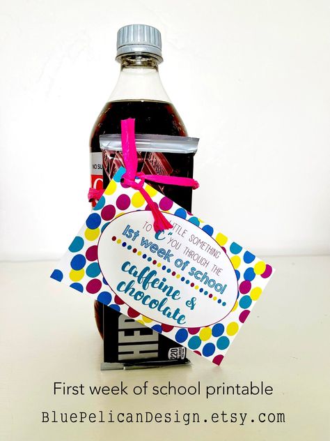 First week of school - 1st week survival tag - Printable chocolate gift tag - Caffeine and Chocolate - Printable Back to School Gift Tag #thriftyfrugalmom #teachergift #teacherappreciation #cheapgifts #teacher #create #students #gifts. Go for more info 👉https://whispers-in-the-wind.com/top-10-graduation-gift-ideas/?teacher503 Chocolate Teacher Gift, Printable Wine Bottle Labels, Student Birthday Gifts, Student Birthdays, Teacher Gift Tags, First Week Of School, School Printables, Late Birthday, School Teacher Gifts