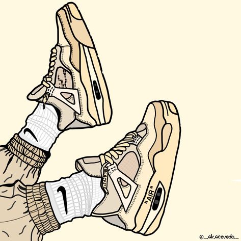 Jordan 4s Drawing, Jordan 4 Outfits, Jordan 4 Off White, Hype Beast, Retro Tattoos, Beauty App, Jordan 4s, Doodle Art Journals, Flawless Skin