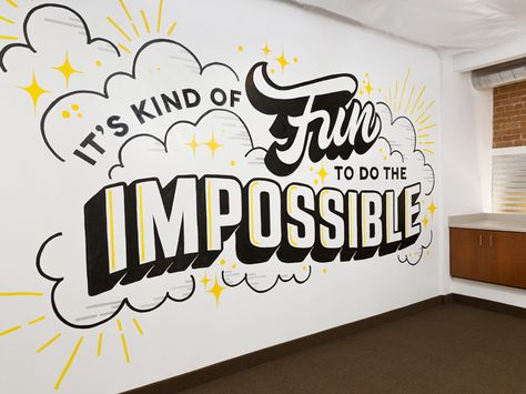 Just recently received some glorious photos of my most recent mural from my boy, Brian. He did an excellent job with the photos!  I also just began my full-time freelance career here in NYC so if y... Office Wall Graphics, Office Mural, Office Wall Design, School Murals, Mural Design, Mural Wall Art, Office Walls, Boho Home, Wall Graphics