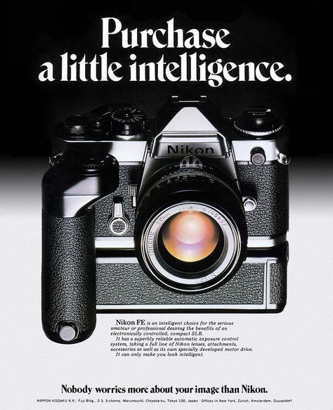 Nikon Film Camera, Instagram Advertisement, Nikon Lenses, Nikon 50mm, Old Cameras, Nikon Dslr, Old Ads, Camera Gear, Film Cameras