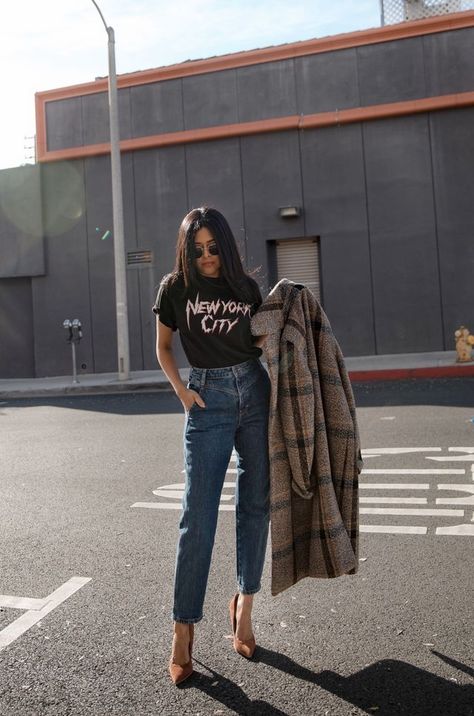 HOW I ROCK MY TEES | Walk In Wonderland | Bloglovin’ Anine Bing Tee, Sheryl Luke, Walk In Wonderland, Plain Black Tee, Teddy Coat, Black Turtleneck, Brown Coat, Anine Bing, Turtle Neck Top