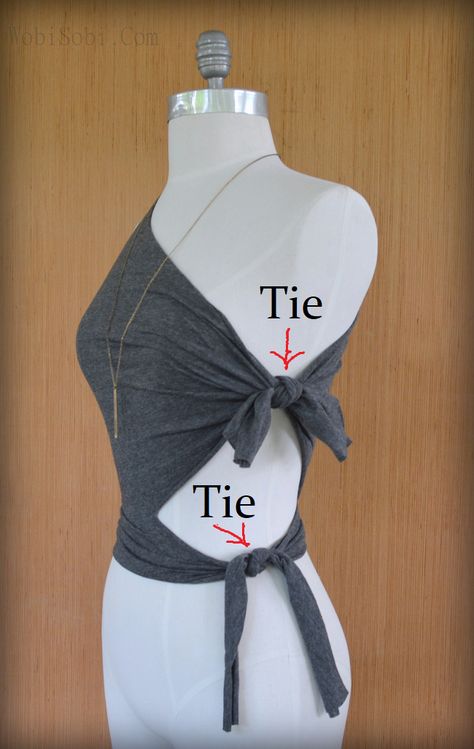 WobiSobi: Side Tied, Triangle Tee: DIY Tie Tank Top Diy, Cut Up Tshirt Designs, Cut Up T Shirt Diy, Cut Up T Shirt, Cut Shirt Designs, Diy Cut Shirts, Cut Up Shirts, Diy Clothes Refashion, Upcycle Clothes Diy