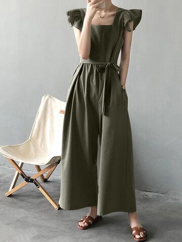 Your friend shared a fashion website for you and give you up to 20% off coupons! Claim it now.【Solid Ruffle Sleeve Pocket Square Collar Wide Leg Jumpsuit】 SKU:SKUJ42338 https://www.newchic.com/zanzea-jumpsuits-and-rompers-3702/p-1967089.html?site=21&p=PW092675485787202330&utm_campaign=pdpinshare&utm_content=&prod_id=1967089 #affiliate Floral Playsuit, Cargo Pants Outfit, Jumpsuit Chic, Jumpsuit Summer, Jumpsuits And Romper, Vibe Clothes, Pantalon Large, Summer Design, Chic Clothes