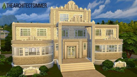 Check out this High School Auditorium on Origin @TheArchitectSimmer Sims 4 Auditorium, Sims 4 High School, High School Auditorium, School Auditorium, Sims 4, High School, The Originals