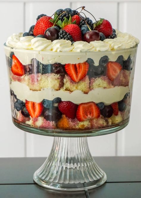 Fruit Sponge Cake, Fruit Trifle, Completely Delicious, Cheesecake Trifle, Berry Trifle, Tiramisu Dessert, Trifle Dish, Rock Recipes, Seasonal Desserts