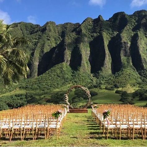 Plant Hawaii on Instagram: “Reminiscing and just astonished at the God given beauty this island is blessed with. #kualoaranch” Hawaiian Wedding Themes, Chivari Chairs, Outfitinspo Style, Hawaii Aesthetic, Hawaii Beach Wedding, Wedding Venues Hawaii, Ranch Weddings, Kualoa Ranch, Kauai Wedding