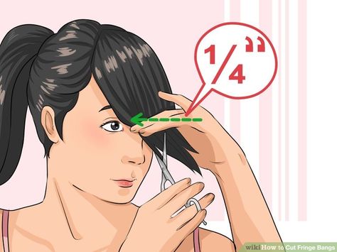 How to Cut Fringe Bangs: 13 Steps (with Pictures) - wikiHow Cut Fringe Bangs, How To Cut Fringe, Zooey Deschanel Hair, Cut Side Bangs, Layered Side Bangs, Teen Bangs, Long Layers With Bangs, Layered Bangs, Straight Across Bangs