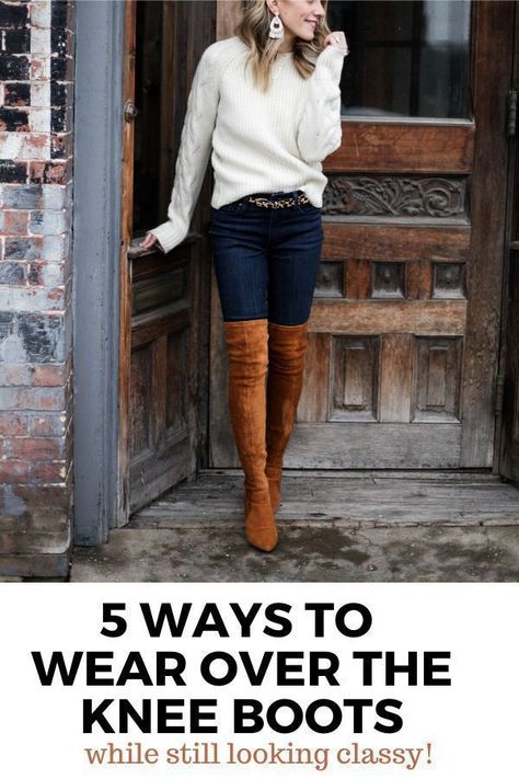 This post has 5 super cute ways to wear over the knee boots while still looking classy! Such great ideas for inspiration. How To Wear Thigh High Boots, Over The Knee Boot Outfit, Bota Over, Knee Boots Outfit, Cold Weather Fashion, Casual Chic Style, Fashion Streetwear, Great Ideas, Petite Fashion