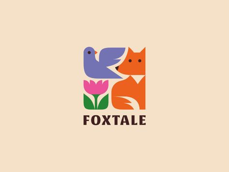 Foxtale by Nikita Lebedev on Dribbble Brand Identity Logo Design, Kids Branding Design Logos, Maximalist Logo Design, Stationary Logo Design, Milk Logo Design, Book Logo Design Ideas, Bird Branding, Biology Logo, Fun Logos Inspiration