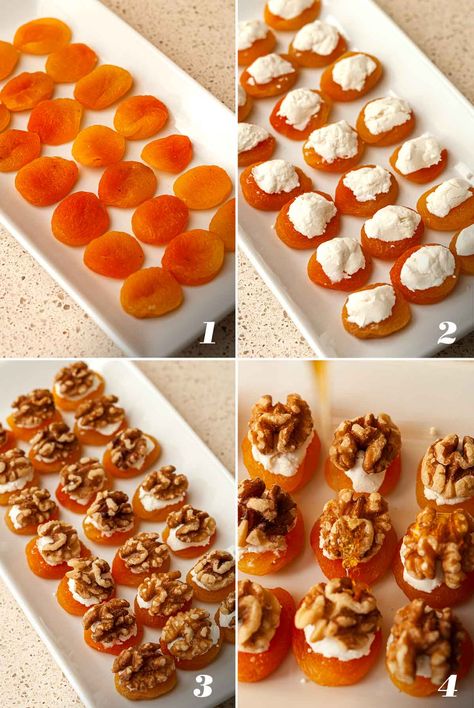 Apricot Walnut Appetizer, Apricot Appetizer Recipes, Goat Cheese Honey Appetizer, Thanksgiving Food Presentation, Small Bites Appetizers Easy, Costco Appetizers, Goat Cheese Appetizer, Elegant Appetizers, Xmas Shopping