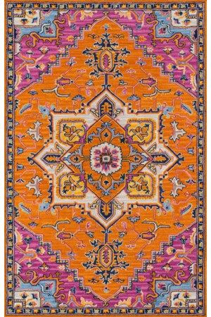 Momeni Rugs, Flowers Vines, Area Rug Decor, Medallion Rug, Rug Direct, Orange Area Rug, Yellow Tones, Traditional Rug, Vivid Color