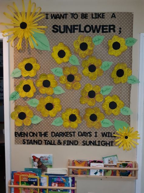 Sunflower Bulletin Board Ideas Preschool, Sunflower Door Decor Classroom, Sunflower Bulletin Board Ideas, Sunflower Classroom Theme, Sunflower Bulletin Board, Sunflower Classroom, Sunflower Ideas, Classroom Motivational Posters, Decoration Class