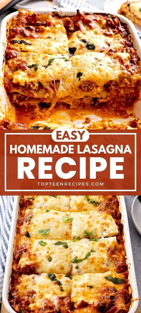 Homemade Lasagna Recipe, Easy Homemade Lasagna, Lasagna With Ricotta, Tomato Beef, Homemade Lasagna Recipes, Lasagna Recipe With Ricotta, Best Lasagna Recipe, Easy Lasagna Recipe, Lasagne Recipes