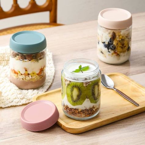 Amazon Shoppers Love These NETANY Overnight Oats Containers with Lids | The Kitchn Salad Jars, Glass Food Storage, Glass Food Storage Containers, Overnight Oats, Food Storage Containers, Storage Containers, Glass Jars, Oats, Food Storage