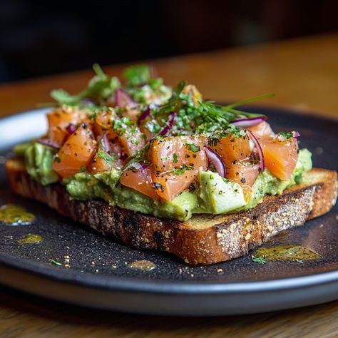 Savory Smoked Salmon Avocado Toast Salmon Toast Breakfast, Salmon Avocado Toast, Smoked Salmon Toast, Salmon Toast, Salmon Breakfast, Salmon Avocado, Quick Healthy Breakfast, Small Tomatoes, Breakfast Toast