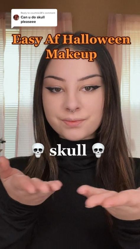 Halloween Costumes Just Makeup, Easy Cute Skeleton Makeup, Halloween Makeup Ideas Skeleton, Halloween Skeleton Makeup Tutorial, Skeleton Makeup Easy Simple, How To Do Skeleton Makeup Easy, Easy Halloween Makeup Skull, Skeleton Inspired Makeup, Skeleton Face Tutorial