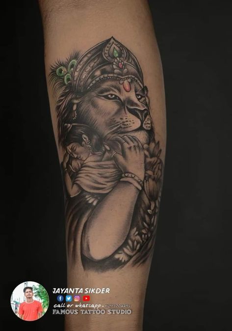 Jaganath Tattoo, Narasimha Tattoo, Lakshmi Tattoo, Lord Narasimha, Lakshmi Narasimha, God Tattoos, Marvel Drawings, Indiana, Tattoo Designs