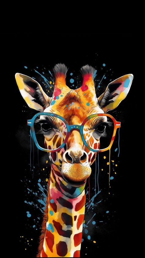 Giraffe Gift Ideas, Giraffe Painting Easy, Giraffes, Savage Wallpapers, Colorful Animal Paintings, Giraffe Painting, Pop Art Animals, Art Of Love, Giraffe Art