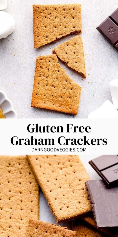 Gluten Free Graham Crackers are perfectly sweet and nutty. This recipe can be baked crisp or soft. To make vegan sub maple syrup for honey! Gluten Free Saltine Crackers, Gluten Free Graham Cracker Recipe, Vegan Graham Crackers, Cinnamon Sourdough, Graham Cracker Recipes, Gluten Free Graham Crackers, Veggies Recipes, Gluten Free Crackers, Gluten Free Sourdough