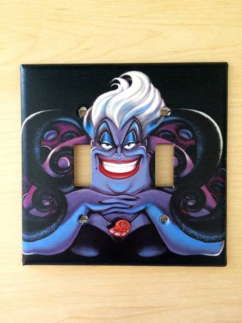 Painted Light Switch Covers, Painted Light Switch, Little Mermaid Room, Mermaid Room, Mermaid Baby, Disney Villain, Baby Mermaid, Light Switch Plate, Light Switch Plate Cover