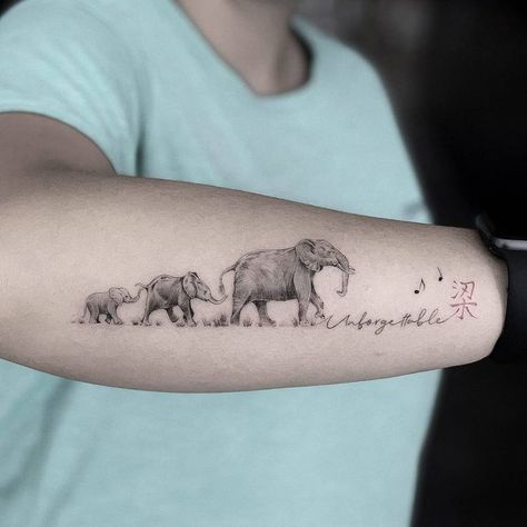 Elephant Family Tattoo, Baby Elephant Tattoo, Cute Elephant Tattoo, Tattoo Elephant, Elephant Tattoo Design, Custom Temporary Tattoos, Family Tattoo, Mother Tattoos, Elephant Tattoo