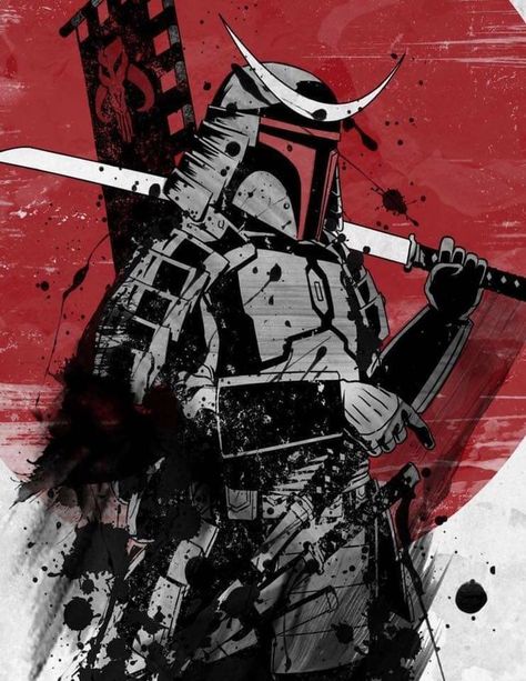 Mandalorian Samurai, Star Wars Samurai, Samurai Tattoo, Style Star, Samurai Art, Star Wars Art, Instagram A, Star Wars, Art Print