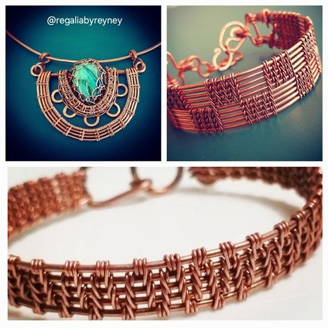 Wire Weaving Tutorials for beginners - 2, 3 & 4 wire weave patterns 3 Wire Weave Patterns, Wire Weave Patterns, Wire Weaving Patterns, Copper Jewelry Diy, Wire Weaving Techniques, Jewelry Tutorials Free, Wire Weaving Tutorial, Spoon Art, Wire Wrapping Diy