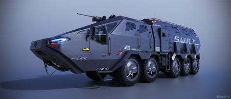 3D concept design for a personal project envisioning a near future SWAT special rescue vehicle for the LAPD in year 2020. The project was published in 3D World Magazine issue 206 with a making of. www.gurmukhbhasin.com Police Truck, Armored Vehicle, Military Gear Tactical, Army Truck, 3d Concept, Rescue Vehicles, Expedition Vehicle, Army Vehicles, Tanks Military