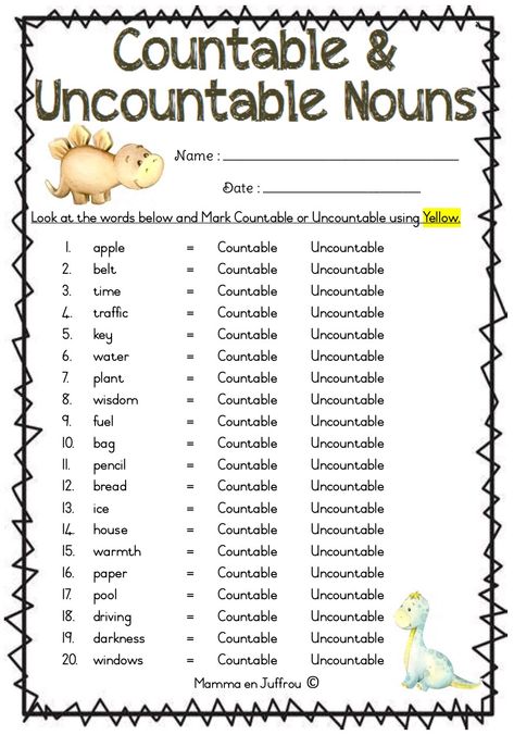 Uncountable And Countable Noun Worksheet, Countable And Uncountable Nouns Exercise, Countable And Uncountable Nouns Activity, Countable Uncountable Nouns Worksheets, Countable And Uncountable Worksheet, Uncountable Nouns Worksheets, Adult Worksheets, Countable Uncountable Nouns, Countable Nouns