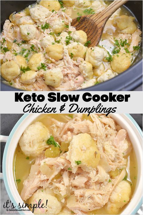 Slow Cooker Chicken and Dumplings, EASY Keto Recipe Keto Family Meals Crock Pot, Best Low Carb Crock Pot Recipes, Keto Chicken Dumplings Crockpot, Keto Chicken And Dumplings Crock Pot, Easy Keto Chicken Soup Recipes, Keto Crockpot Dump Recipes, Easy Keto Chicken Crockpot Recipes, Low Carb Chicken And Dumplings Crockpot, Easy Crockpot Keto Meals