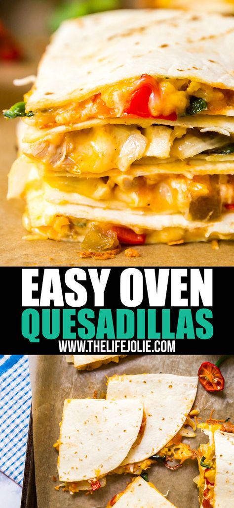 Oven Quesadilla, Oven Quesadillas, Baked Quesadilla, Cheese Tortillas, Breakfast Quesadilla Recipes, Quesadilla Recipes Easy, Breakfast Quesadilla, Quesadilla Recipe, Quesadilla Recipes