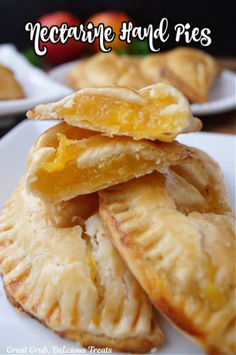 Nectarine Hand Pies Nectarine Recipes, Fruit Pie Filling, Hand Pie Recipes, Summer Baking, Cheese Bites, Dessert Dips, Hand Pies, Delicious Treats, Nectarine