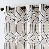 Long Window Curtains, Moroccan Curtains, Blue Moroccan Tile, Patterned Curtains, Farmhouse Light, Geometric Curtains, Bedroom Blue, Decorative Curtain Rods, Dining Room Curtains