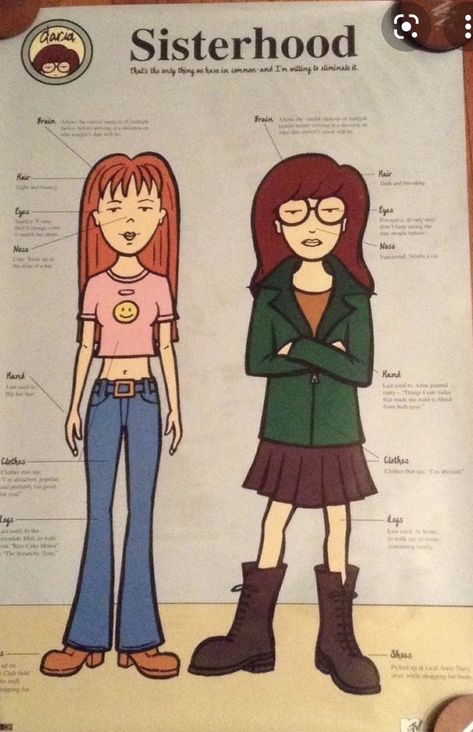 Niche Cartoon Characters, Daria And Quinn Costume, Quinn From Daria, Daria Screencaps, Daria Brittany, Daria Aesthetic Wallpaper, Daria Poster, Daria Fanart, Cartoon Inspired Outfits