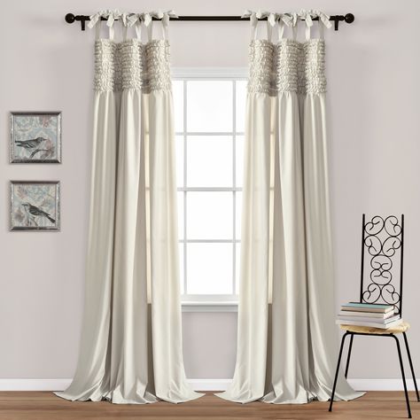 Arrives by Sun, Nov 21 Buy Lush Decor Lydia Ruffle Ruffle 95" x 40" Solid Neutral 100% Polyester Tie-Top Pair Window Panel at Walmart.com Uae House, White Curtains Bedroom, Natural Curtains, Curtains Sheer, Ruffle Curtains, Tab Top Curtains, Lush Decor, Beautiful Curtains, Colorful Curtains