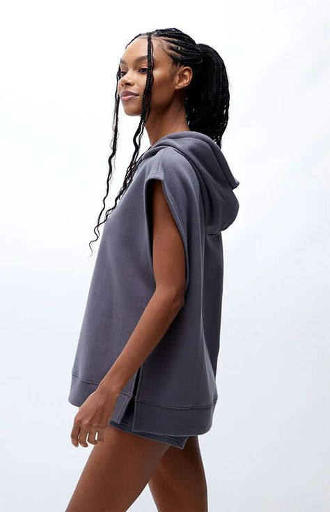 Sporty Sleeveless Hoodie Sporty Dress, Sleeveless Hoodie, Ribbed Dresses, Tank Top Cami, Long Hoodie, Pacsun, Hoodies Womens, New Dress, Cool Style