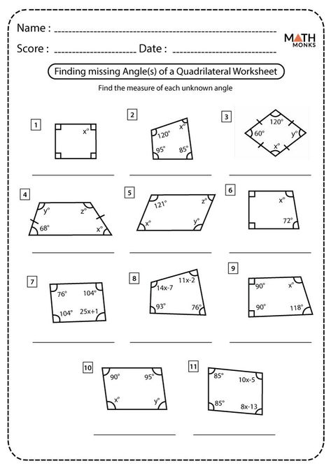 Quadrilaterals Worksheet, Classifying Quadrilaterals, Angles Math, Angles Worksheet, Triangle Worksheet, 4th Grade Math Worksheets, Geometry Worksheets, Algebra Worksheets, Studying Math