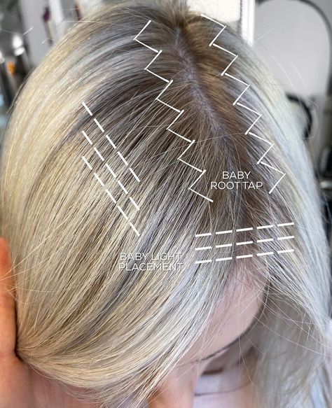 Chrissy • Blondes + Extensions on Instagram: “let’s talk BABY ROOT TAPS + why you should do them‼️ here’s #theblonderoadmap to root taps! 👏🏼 plus a #btcquickie live view ✨ . ✖️ WHY ROOT…” Blonde Hair Ash, Root Tap, Hair Color Placement, Ash Balayage, Blonde Foils, Blonde Baby, Blonde Hair With Roots, Hair Foils, Tan Skin Blonde Hair