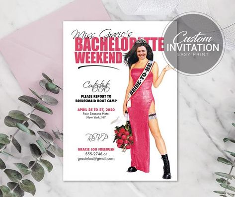 Funny Bachelorette Party Invitations | Miss Congeniality Hen Party Invites | Custom Bachelorette Invitations | Printable Digital Download Miss Congeniality Bachelorette Party, Miss Congeniality Party, Gracie Lou Freebush, Hens Party Invitations, Miss Congeniality, Funny Bachelorette, Custom Bachelorette, Bachelorette Invitations, Bachelorette Party Invitations