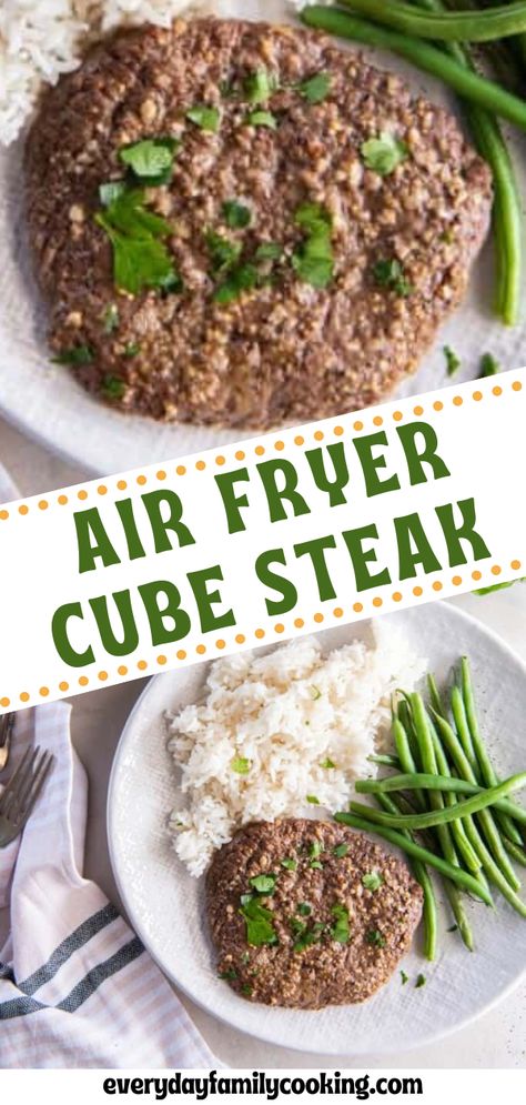 Air Fryer Cube Steak looks great, tastes great, and is quick to make! With a quick marinade and even quicker air fry, you’ll be plating this juicy steak in no time. Air Fry Cube Steak Recipes, Air Fryer Cube Steak Recipes Easy, Air Fried Cube Steak, Air Fry Cube Steak, Cube Steak Air Fryer Recipes, Air Fryer Cube Steak Recipes, Air Fryer Cube Steak, Grilled Cube Steak, Fried Cube Steak Recipes