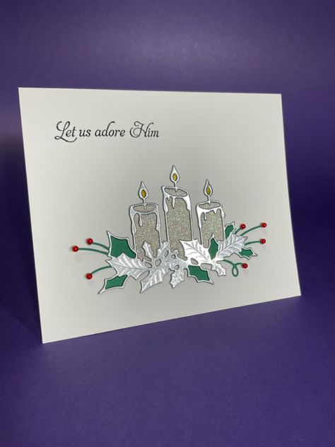 Candle Christmas Cards Handmade, Candle Christmas Cards, Memory Box Glowing Candles Cards, Layered Candles, Bubble Burst, Stamped Christmas Cards, Candles Christmas, Handmade Christmas Card, Candle Cards