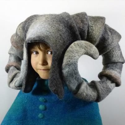 Horns Headdress, Rams Horns, Horn Hat, Rams Horn, Sepang, Felt Hats, Wet Felting, Felt Hat, Fantasy Clothing